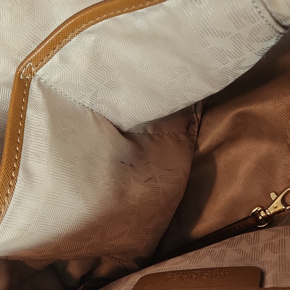 Michael Kors Saffiano Leather Cindy Dome Satchel in Peanut - Picture 12 of 12